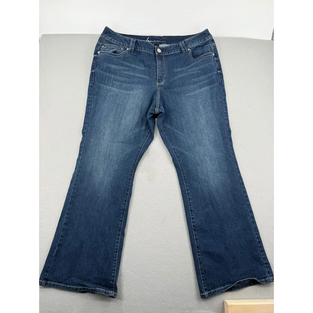 Lane Bryant Genius Fit Slim Boot Jeans Womens 22P Petite (40x29) Blue Denim